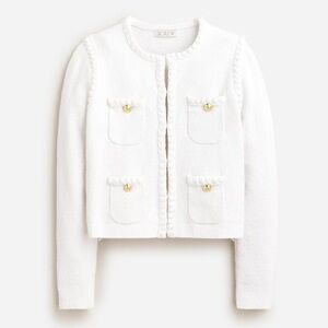 J.Crew Odette Sweater Jacket White / gold buttons